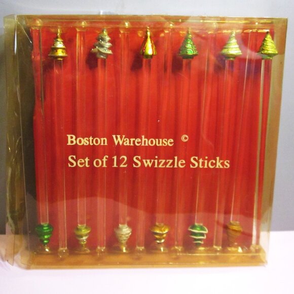Christmas Theme Swizzle Sticks Boston Warehouse 2 Packages New Barware - Picture 2 of 2